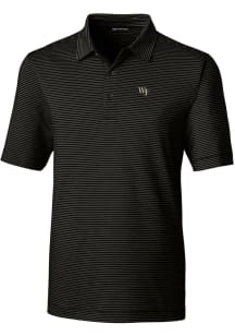 Cutter and Buck Wake Forest Demon Deacons Mens Black Forge Pencil Stripe Short Sleeve Polo