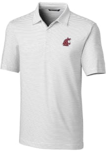 Cutter and Buck Washington State Cougars Mens White Forge Pencil Stripe Short Sleeve Polo