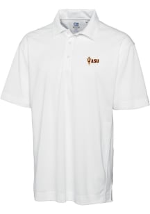 Cutter and Buck Arizona State Sun Devils Mens White Drytec Genre Textured Short Sleeve Polo