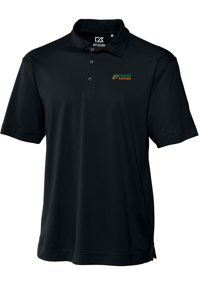 Cutter and Buck Florida A&M Rattlers Mens Black Drytec Genre Textured Short Sleeve Polo