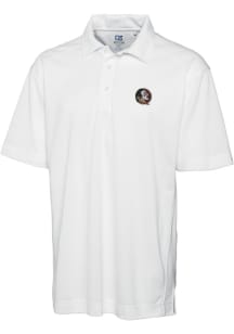 Cutter and Buck Florida State Seminoles Mens White Drytec Genre Textured Short Sleeve Polo