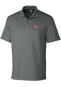 Cutter and Buck Houston Cougars Mens Grey Drytec Genre Textured Short Sleeve Polo