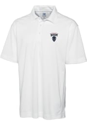 Cutter and Buck Howard Bison Mens White Drytec Genre Textured Short Sleeve Polo