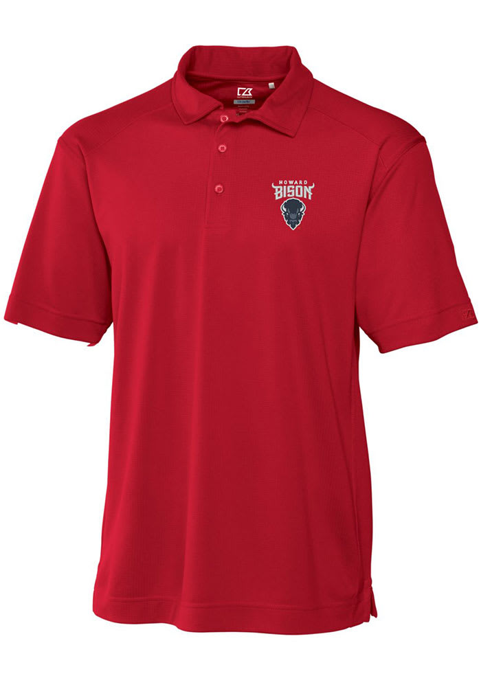 Cutter and Buck Howard Bison Mens Red Drytec Genre Textured Short Sleeve Polo