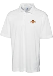 Cutter and Buck Iowa State Cyclones Mens White Drytec Genre Textured Short Sleeve Polo