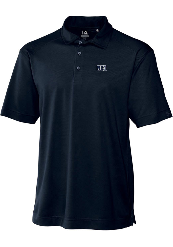 Cutter and Buck Jackson State Tigers Mens Navy Blue Drytec Genre Textured Short Sleeve Polo
