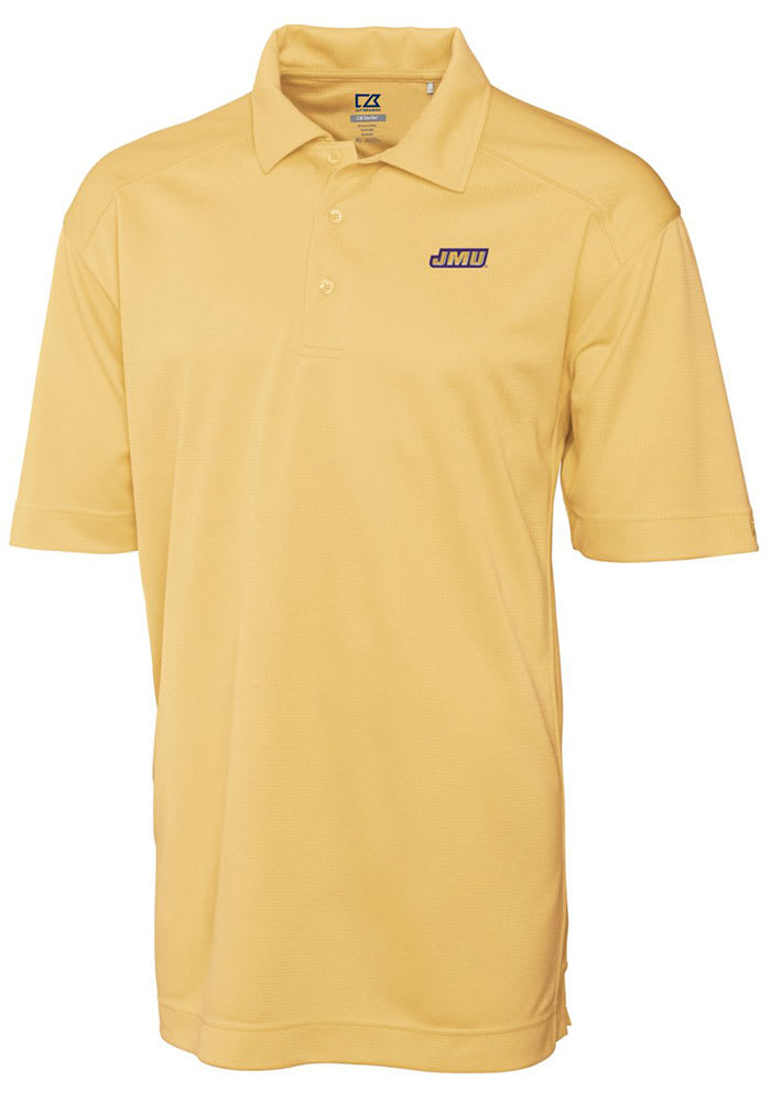 Cutter and Buck James Madison Dukes Mens Yellow Drytec Genre Textured Short Sleeve Polo