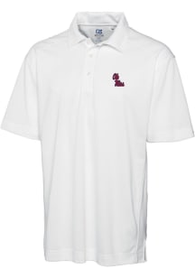 Cutter and Buck Ole Miss Rebels Mens White Drytec Genre Textured Short Sleeve Polo