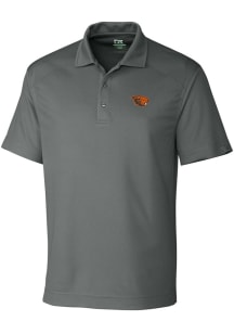 Cutter and Buck Oregon State Beavers Mens Grey Drytec Genre Textured Short Sleeve Polo