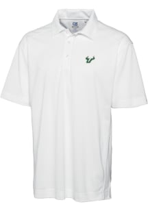 Cutter and Buck South Florida Bulls Mens White Drytec Genre Textured Short Sleeve Polo