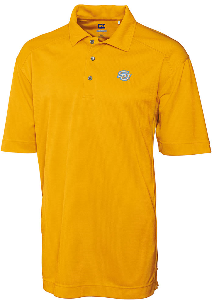 Cutter and Buck Southern University Jaguars Mens Gold Drytec Genre Textured Short Sleeve Polo