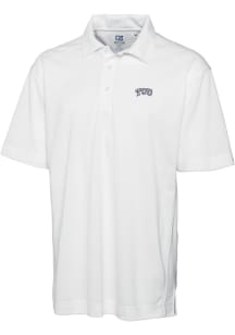 Cutter and Buck TCU Horned Frogs Mens White Drytec Genre Textured Short Sleeve Polo