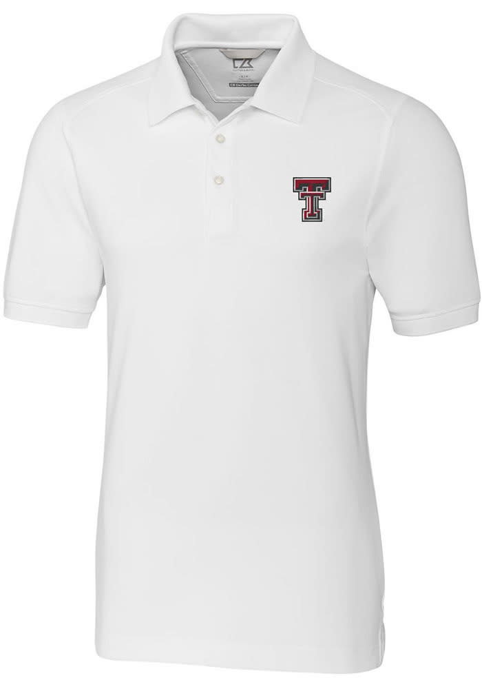 Cutter and Buck Texas Tech Red Raiders Mens White Advantage Short Sleeve Polo