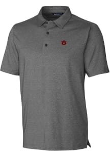 Cutter and Buck Auburn Tigers Mens Charcoal Forge Heathered Short Sleeve Polo