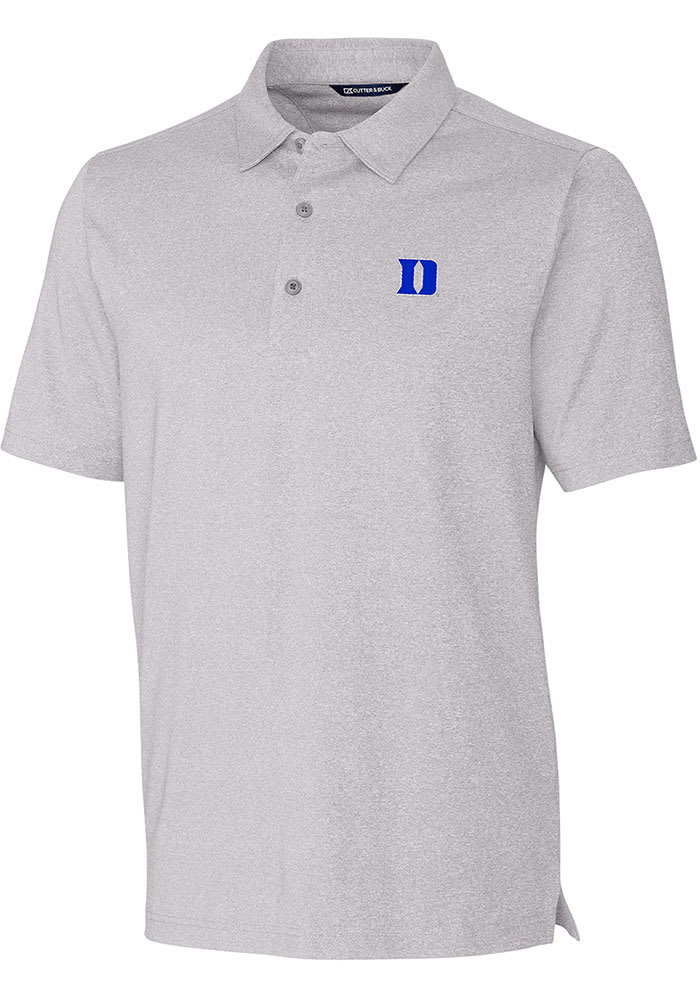 Cutter and Buck Duke Blue Devils Mens Grey Forge Heathered Short Sleeve Polo