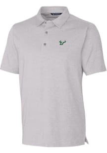 Cutter and Buck South Florida Bulls Mens Grey Forge Heathered Short Sleeve Polo
