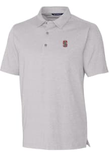 Cutter and Buck Stanford Cardinal Mens Grey Forge Heathered Short Sleeve Polo