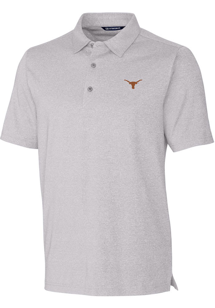 Cutter and Buck Texas Longhorns Mens Grey Forge Heathered Short Sleeve Polo