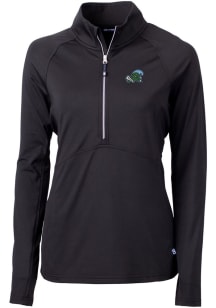 Cutter and Buck Tulane Green Wave Womens Black Adapt Eco 1/4 Zip Pullover