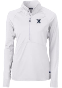 Cutter and Buck Xavier Musketeers Womens White Adapt Eco 1/4 Zip Pullover