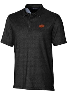 Cutter and Buck Oklahoma State Cowboys Mens Black Pike Micro Floral Short Sleeve Polo