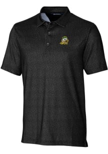 Cutter and Buck Oregon Ducks Mens Black Pike Micro Floral Short Sleeve Polo