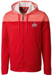 Cutter and Buck Ohio State Buckeyes Mens Red Pop Fly Long Sleeve Zip