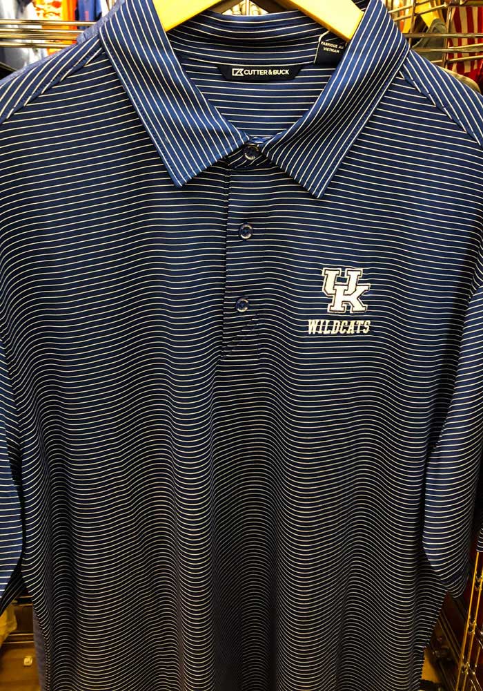 Cutter and Buck Kentucky Wildcats Mens Blue Forge Pencil Short Sleeve Polo