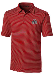 Mens Ohio State Buckeyes Red Cutter and Buck Forge Pencil Short Sleeve Polo Shirt