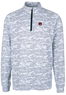 Cutter and Buck Auburn Tigers Mens Charcoal Traverse Camo Print Stretch Long Sleeve 1/4 Zip Pull..
