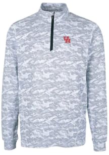 Cutter and Buck Houston Cougars Mens Charcoal Traverse Camo Print Stretch Long Sleeve 1/4 Zip Pu..