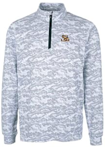 Cutter and Buck LSU Tigers Mens Charcoal Traverse Camo Print Stretch Long Sleeve Qtr Zip Pullover