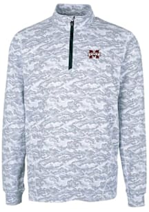 Cutter and Buck Mississippi State Bulldogs Mens Charcoal Traverse Camo Print Stretch Long Sleeve Q..