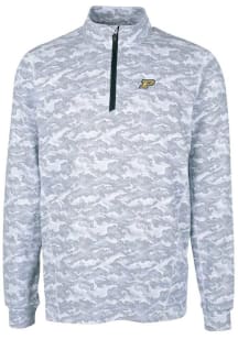 Cutter and Buck Purdue Boilermakers Mens Charcoal Traverse Camo Print Stretch Long Sleeve 1/4 Zi..