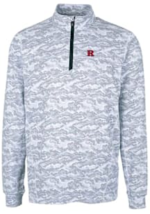 Cutter and Buck Rutgers Scarlet Knights Mens Charcoal Traverse Camo Print Stretch Long Sleeve Qtr..