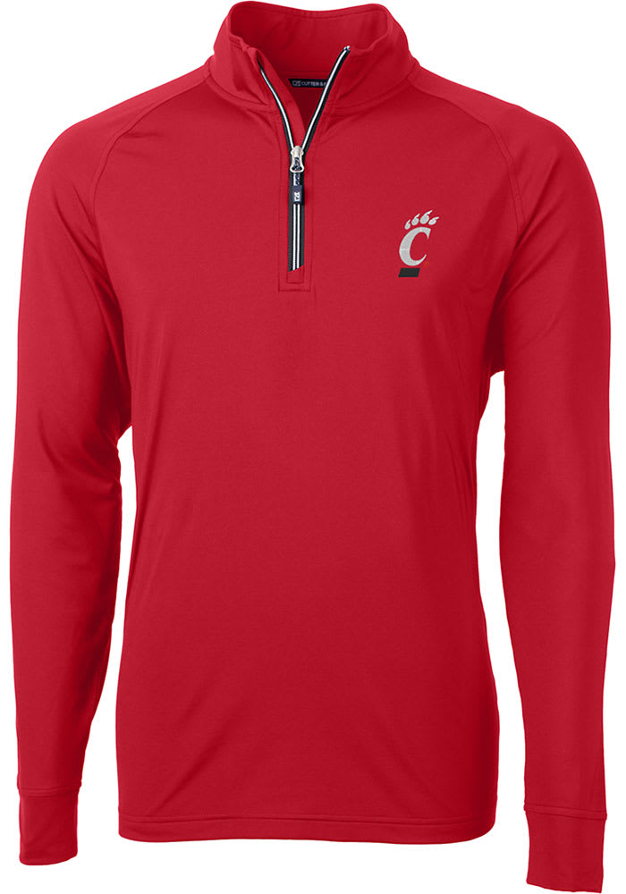 Cutter and Buck Cincinnati Bearcats Mens Red Eco Recycled Long Sleeve Qtr Zip Pullover