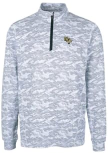 Cutter and Buck UCF Knights Mens Charcoal Traverse Camo Print Stretch Long Sleeve 1/4 Zip Pullov..