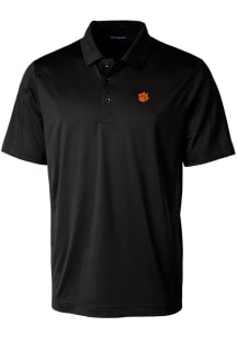 Cutter and Buck Clemson Tigers Mens Black Prospect Textured Short Sleeve Polo