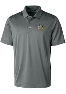 Mens Drexel Dragons Grey Cutter and Buck Prospect Textured Short Sleeve Polo Shirt