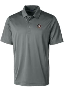 Cutter and Buck Florida State Seminoles Mens Grey Prospect Textured Short Sleeve Polo