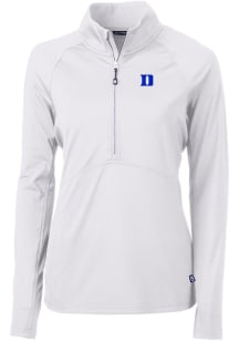 Cutter and Buck Duke Blue Devils Womens White Adapt Eco 1/4 Zip Pullover