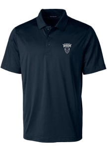 Cutter and Buck Howard Bison Mens Navy Blue Prospect Textured Short Sleeve Polo