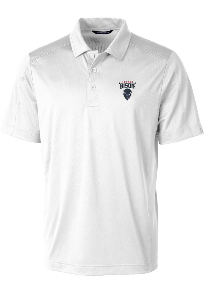 Cutter and Buck Howard Bison Mens White Prospect Textured Short Sleeve Polo