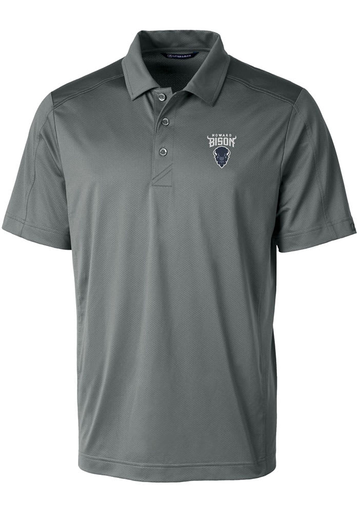 Cutter and Buck Howard Bison Mens Grey Prospect Textured Short Sleeve Polo