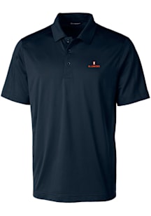 Cutter and Buck Illinois Fighting Illini Mens Navy Blue Prospect Textured Short Sleeve Polo
