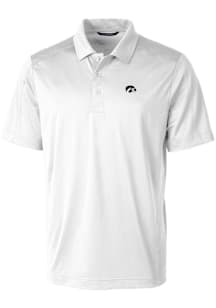 Cutter and Buck Iowa Hawkeyes Mens White Prospect Textured Short Sleeve Polo