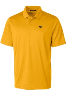 Cutter and Buck Iowa Hawkeyes Mens Gold Prospect Textured Short Sleeve Polo