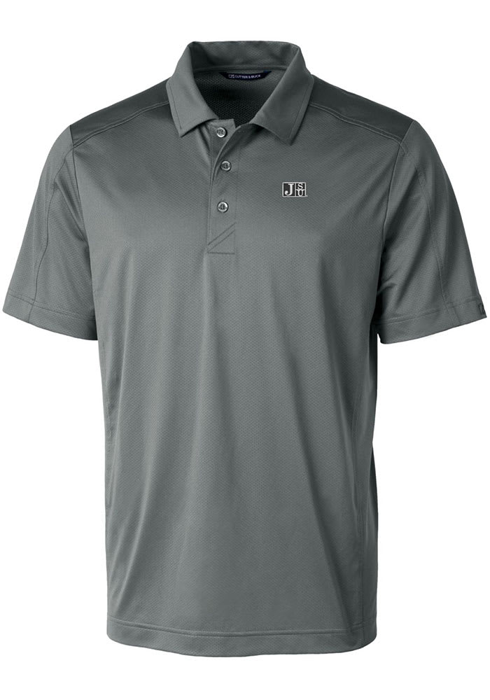 Cutter and Buck Jackson State Tigers Mens Grey Prospect Textured Short Sleeve Polo