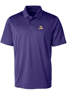 Cutter and Buck LSU Tigers Mens Purple Prospect Textured Short Sleeve Polo