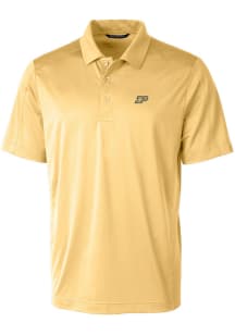 Cutter and Buck Purdue Boilermakers Mens Yellow Prospect Textured Short Sleeve Polo